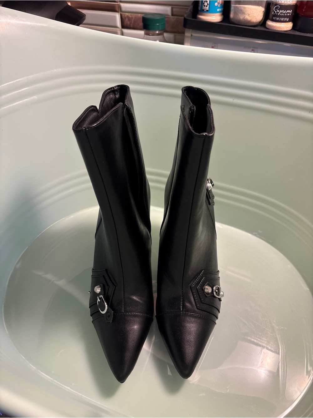 Black Pointed Toe Mid-Calf Boots - Women's Fashion
